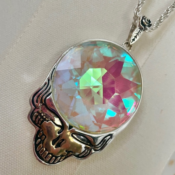 Handmade Jewelry - Grateful Dead Kaleidoscope Stealie Long Pendant Necklace